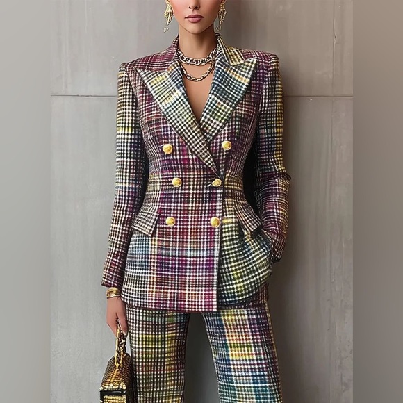 STYLEWE Pants - STYLEWE Vibrant Plaid Women's Pantsuit